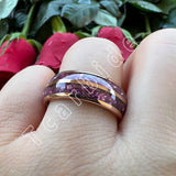 Purple Crystal Stone Inlay Domed Polished 6mm 8mm Tungsten Wedding Men Women Rings