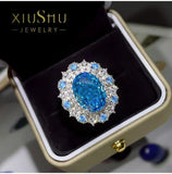 Dazzling Ocean Blue or Lovely Yellow Treasure High Quality AAAAA High Carbon Diamond Women's Rings - Fine Jewellery - The Jewellery Supermarket