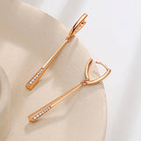 14 Karat Gold Filled AAA Zircon Diamonds Long Dangle Trendy Earrings For Women