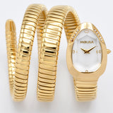 High Quality Gold Diamond Set Snake Shaped Dress Watch Bangle Unique Brand Watch