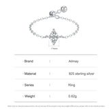 Water Drop Shape AAAA Lab Created Diamond Silver Link Chain Adjustable Rings