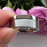 Offset Groove Polished Brushed Finish 6MM 8MM Womens Mens Tungsten Carbide Rings