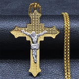 Cross Christian Church Prayer Necklace - Stainless Steel Gold Colour Bible Amulet Necklaces Jewellery - The Jewellery Supermarket