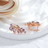 Graceful 14K Filled Gold Purple AAA Zircon Crystals Butterfly Drop Earrings