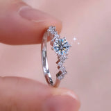 New Lovely 1CT VVS1 Moissanite Diamonds Rings For Women Personality Fashion S925 Sterling Silver Wedding Jewellery