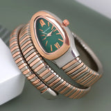 Latest Fashion Snake Design Luxury Gold Colour Stainless Steel Quartz Watches for Women Waterproof Elegant Jewellery