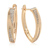 14 Karat Gold Filled Trendy AAA Cubic Zircon Diamonds Luxury Hoop Vintage Earrings