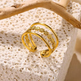 New In Stainless Steel 14K Gold Colour Rings For Women and Girls - Ideal Trendy Fashion Rings, Ideal Gifts - The Jewellery Supermarket