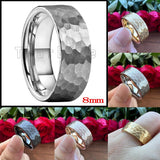 New Multi-Faceted Brushed Finish Fashion 6MM 8MM Men Women Tungsten Hammer Ring - Wedding Ring Popular Jewellery - The Jewellery Supermarket