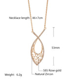 Leaf Shape Hollow Big Size 14K Filled Rose Gold Full Paved AAA Zicon Diamonds Necklaces - Party Jewellery