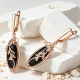 Sparkling Black AAA Zircon 14K Filled Gold Long Drop Earrings Vintage Jewellery