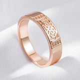 Popular 14K Rolled Rose Gold Classic Glossy Hollow Ring With AAA White Zircon Diamonds, High Quality Jewellery