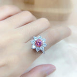 Lovely Total 4Ct Red Sunflower Moissanite Diamonds Necklace Ring Earrings Jewellery Set for Women for All occasions - The Jewellery Supermarket