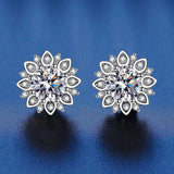Flower Design VVS1 D Colour 0.5 Carat x 2 Moissanite Diamonds Earrings Cute Casual Fashion Birthday Anniversary Gifts