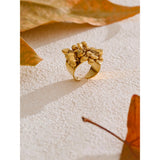 18K Gold High Quality Stainless Steel Metal Heart Tassel Handmade Exclusive Design Ring