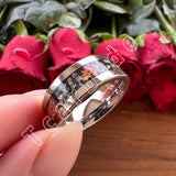 Pipe Cut Polished Finish Groove Inlay Silver Colour Men Women Tungsten Wedding Rings