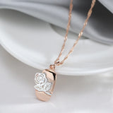 14K Rolled Gold Fashion Silver Color Mix Hollow Rose Flower Pendant Necklace for Women