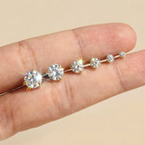 Sterling Silver Six Claws Sparkling Moissanite Diamonds Flat Back Stud Earrings
