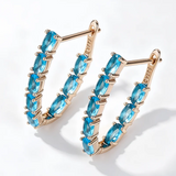 14 Karat Rolled Gold Blue AAA Zircon Crsytals Dangle Fashion Jewellery Earrings For Women