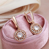 Shiny AAA CZ Diamonds Rolled 14K Rose Gold Long Drop Earrings For Women Fine Jewellery