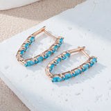 14 Karat Rolled Gold Blue AAA Zircon Crsytals Dangle Fashion Jewellery Earrings For Women