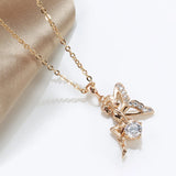 Amazing Angel Wings 14K Filled Rose Gold AAA Zircon Diamonds Pendant Necklace - Vintage Style Jewellery