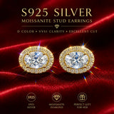 Stunning 3EX Oval Cut Moissanite Earrings 0.5-2ct D Colour VVS1 S925 Silver