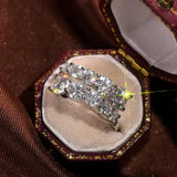 3.26 Carat D Colour Double Row Moissanite Diamonds Rings - S925 Silver 18K Gold Plated  Wedding Engagement Jewellery