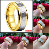 New Grooved Faceted Beveled Tungsten Hammer Ring Wedding Engagement Daily Use Popular Jewellery For Men Women