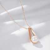 Classic Elegant Rolled Rose Gold of 14-Karat Purity Pearl Pendant And Necklace For Women - Fine Jewellery