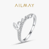 Love Letters Romantic Top Quality Silver Clear AAAA Lab Created Diamonds Ring