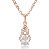 Luxury Drop Shape 14K Filled Rose Gold AAA White Zircon Diamonds Elegant Geometric Necklace - Fine  Jewellery