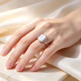 Luxury Beaded Design Freshwater Big Baroque Pearl Silver Gold Colour Cocktail Rings