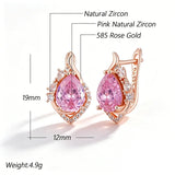 14K Gold Filled Shiny Big Pink AAA Zircon Crystals Drop Earrings Daily Fine Jewellery