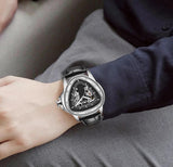 New Arrival Top Brand Luxury Creative Racing and Triangle Design Silver Skeleton Dial Automatic Mechanical Watches