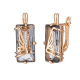 14 Karat Rolled Gold Grey AAA Zircon Crystal Unique Jewellery Women's Long Drop Earrings