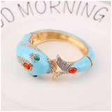 New Unique Design 6 Colours Gold Plated with Full AAA Rhinestones Dolphin Animal Enamel Statement Bracelet Bangle - The Jewellery Supermarket