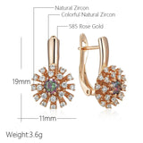 Luxury Filled Rose Gold of 14-Karat Purity Colorful AAA Zircon Crystals Flower Drop Earrings - Fine Jewellery