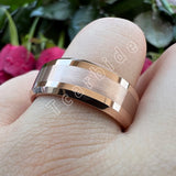 Popular Ring Beveled Polished Brushed 6/8mm Men Women Tungsten Wedding Rings