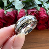 Bright Meteorite Gold Foil Inlay 8MM 18k Gold Colour Tungsten Carbide Wedding Rings