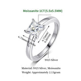 Terrific 1/2/3/4CT Princess Cut VVS1 D Colour Moissanite Diamond Silver Engagement Ring
