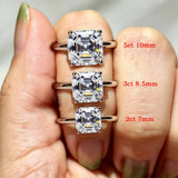 Amazing 1/2/3/5CT Asscher Cut VVS1 D Colour Moissanite Diamond Silver Solitaire Ring