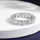 Popular Full Moissanite Eternity Engagement Wedding Rings for Women 925 Sterling Silver White Gold Plated Fine Rings