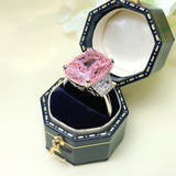 Luxury Radiant Cut 12 Carat Pink Colour High Quality AAAAA High Carbon Diamond High Definition Fine Jewellery Rings