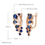 Luxury Elegant Blue Fine Filled 14K Rose Gold AAA Zircon Crystals Flower Drop Earrings - Fashion Jewellery