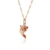 Marvelous Red Filled 14K Rose Gold AAA Zircon Crystal Fox Pendant Necklace - Animal-shaped Fine Jewellery