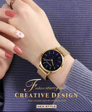Luxury High Quality Elegant Fashionable Quartz Ladies Watch,  Japanese Movement Stainless Steel Gold Colour Watches