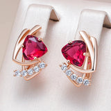 14 Karat Rolled Gold Shiny Red Blue AAA Zircon Crystals Elegant Jewellry Earrings