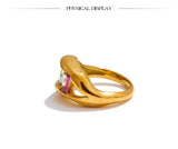 18K Gold Plated Stainless Steel Fashion Unique AAA Cubic Zirconia Diamonds Lip Design Ring