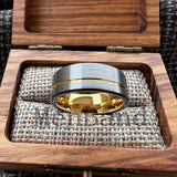 Offset Grooved Brushed Finish 6/8MM Men Women Tungsten Carbide Wedding Rings
